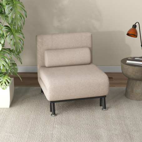 Bäddfåtölj Justerbar Ryggstöd Linne,75 x 70 x 75 cm Beige Linne