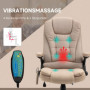 Kontorsstol med Massagefunktion i 6-punkter Ergonomisk Brun Linne
