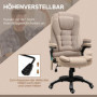 Kontorsstol med Massagefunktion i 6-punkter Ergonomisk Brun Linne