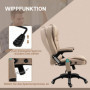Kontorsstol med Massagefunktion i 6-punkter Ergonomisk Brun Linne