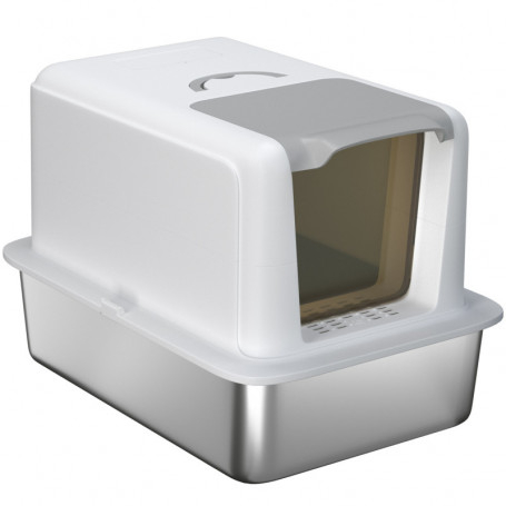 Kattlåda med Bricka med Spade 40,5 x 60,5 x 41,5 cm Vit - silver