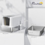 Kattlåda med Bricka med Spade 40,5 x 60,5 x 41,5 cm Vit - silver
