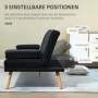 3-sits Bäddsoffa Fällbart Ryggstöd med Fällbord Linnemönstrad Svart