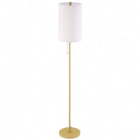 Elegant Golvlampa Metall Tygskärm 157 cm (H) Guld Vit