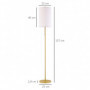 Elegant Golvlampa Metall Tygskärm 157 cm (H) Guld Vit