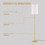 Elegant Golvlampa Metall Tygskärm 157 cm (H) Guld Vit