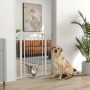 Hundgrind Justerbar Bredd 76 – 104 cm med Kattdörr Vit