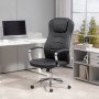 Ergonomisk Kontorsstol Läderlook Svart