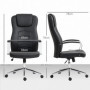 Ergonomisk Kontorsstol Läderlook Svart