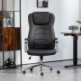 Ergonomisk Kontorsstol Läderlook Svart
