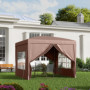 Paviljong med 4 Sidoväggar 3 x 3 m Brun