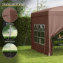 Paviljong med 4 Sidoväggar 3 x 3 m Brun