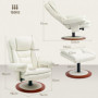 Relax Stol med Fotpall 360° Roterande Vintage Krämvit Läder