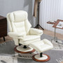 Relax Stol med Fotpall 360° Roterande Vintage Krämvit Läder