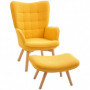 Fåtölj med Fotpall Scandi Design Manchester Orange - Trä