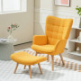 Fåtölj med Fotpall Scandi Design Manchester Orange - Trä