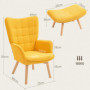 Fåtölj med Fotpall Scandi Design Manchester Orange - Trä