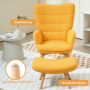 Fåtölj med Fotpall Scandi Design Manchester Orange - Trä