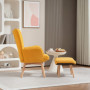 Fåtölj med Fotpall Scandi Design Manchester Orange - Trä