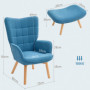 Ergonomisk Fåtölj med Fotpall Scandi design Manchester Blå - Trä