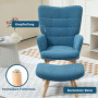 Ergonomisk Fåtölj med Fotpall Scandi design Manchester Blå - Trä