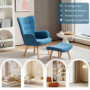 Ergonomisk Fåtölj med Fotpall Scandi design Manchester Blå - Trä