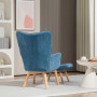Ergonomisk Fåtölj med Fotpall Scandi design Manchester Blå - Trä