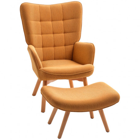 Ergonomisk Fåtölj med Fotpall Scandi Design Manchester Brun - Trä
