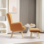 Ergonomisk Fåtölj med Fotpall Scandi Design Manchester Brun - Trä