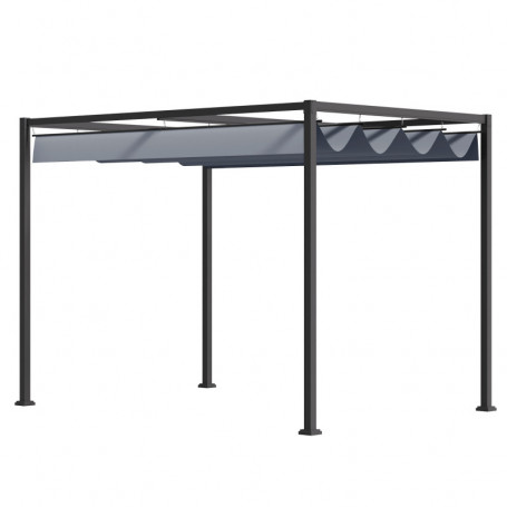Pergola med Skjuttak 298 x 213 x 221 cm Metall Mörkgrå