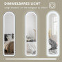 Golvspegel 150 x 40 cm med LED-belysning, Touchkontroll, Vit