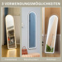 Golvspegel 150 x 40 cm med LED-belysning, Touchkontroll, Vit