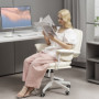 Ergonomisk Kontorsstol med Mjuk Kudde och Konstläder Vit