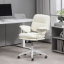 Ergonomisk Kontorsstol med Mjuk Kudde och Konstläder Vit