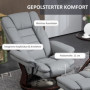 Relax Fötålj med Pall Fällbart Ryggstöd Läder Grå