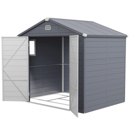 Redskapsbod med Ventilationsfönster 240 x 190 x 180/228 cm, Grå