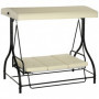 Hammock Gungbänk med Solskydd - 3 Sittplatser Flexibel Ryggstöd - Beige