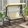 Hammock Gungbänk med Solskydd - 3 Sittplatser Flexibel Ryggstöd - Beige