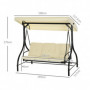 Hammock Gungbänk med Solskydd - 3 Sittplatser Flexibel Ryggstöd - B...