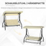 Hammock Gungbänk med Solskydd - 3 Sittplatser Flexibel Ryggstöd - Beige