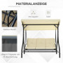 Hammock Gungbänk med Solskydd - 3 Sittplatser Flexibel Ryggstöd - B...