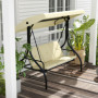 Hammock Gungbänk med Solskydd - 3 Sittplatser Flexibel Ryggstöd - Beige