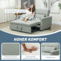 Bäddsoffa 2-sits upp till 200 kg 155 x 90 x 88,5 cm Ljusgrå