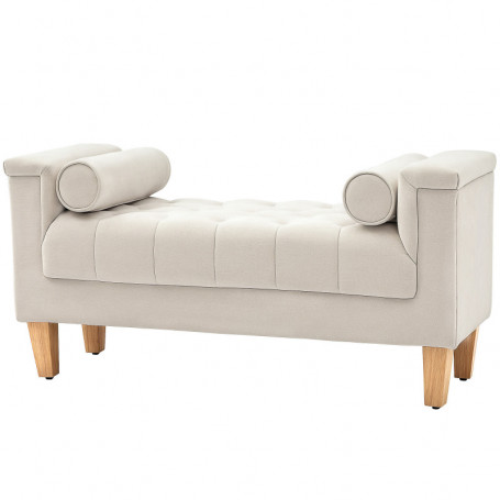 Vintage Design Stoppad Bänk med 2 kuddar 115 x 44 x 58 cm Beige