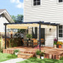 Justerbar Trädgård Pergola Aluminiumram Beige 390 x 390 x 223 cm