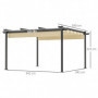 Justerbar Trädgård Pergola Aluminiumram Beige 390 x 390 x 223 cm