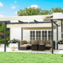 Justerbar Trädgård Pergola Aluminiumram Beige 390 x 390 x 223 cm