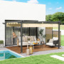Justerbar Trädgård Pergola Aluminiumram Beige 390 x 390 x 223 cm