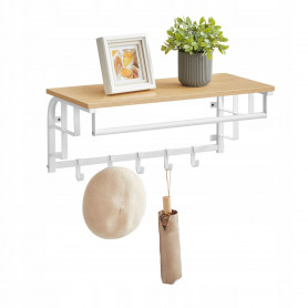 Hatthylla med dubbel klädhängare och klädstång, Industriell Vit Ek ...