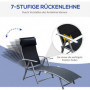 Justerbar Solstol med Kudde Metall och Tyg Svart 137 x 63,5 x 100,5 cm
